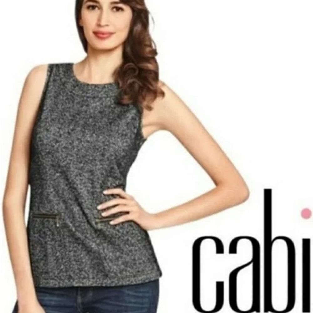 CAbi Black and White Fitted Sleeveless Tank Top